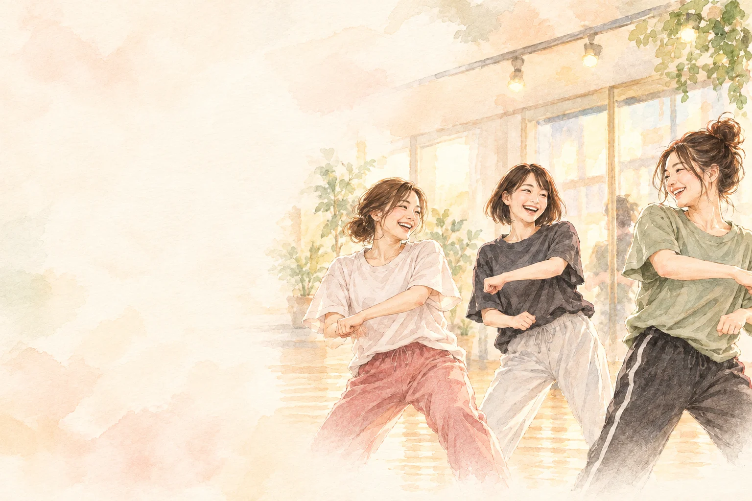 いちご部のダンスをイメージした水彩イラスト